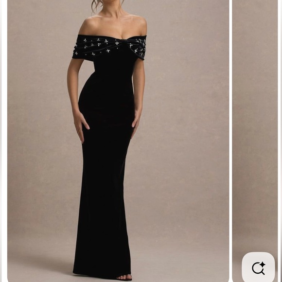 Club L London WEST END Embellished Bardot Gown - Picture 2 of 5